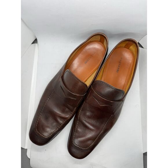 Magnanni Men’s Brown Leather Penny Loafers Slip On Dress Shoes Size 11 Portugal - Picture 2 of 10